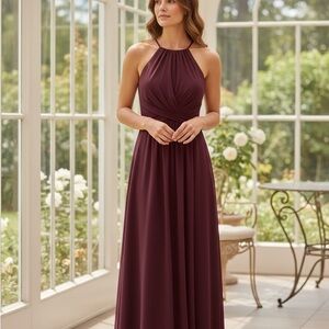 Chic Plum Halter Maxi Dress